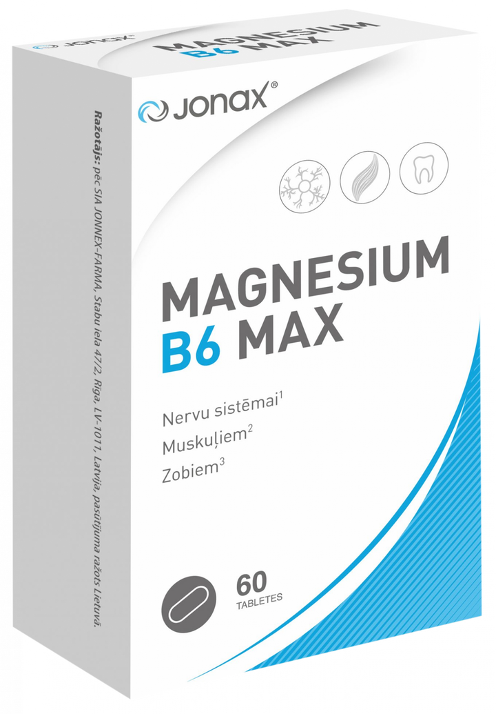 JONAX Magnesija un B6 vitamīna tabletes, 60 vienības