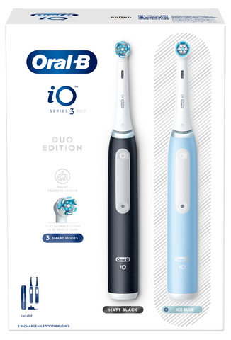 Oral-B iO3 Matt Black un iO3 Ice Blue duālā komplekta elektriskā zobu birste