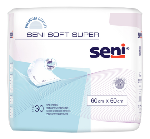 SENI Soft Super higiēniskie absorbējošie paladziņi 60 x 60 cm, 30 gab.