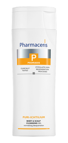 PHARMACERIS P Puri-Ichtilium Psoriāzes Ķermeņa un Galvas Ādas Attīrošais Gels, 250 ml