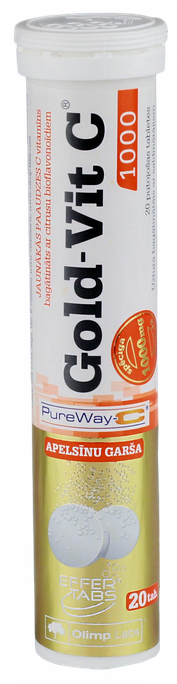OLIMP LABS Gold-Vit C 1000 mg putojošās tabletes iepakojumā 20 gab.