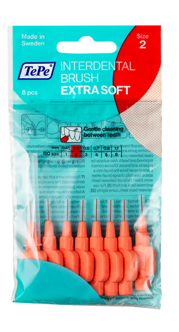 TePe Extra Soft 0,5 mm zobstarpu birstīte - Izmērs 2, 8 gab.