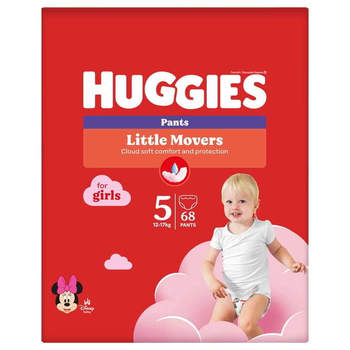 HUGGIES Pants S5 meitenēm 12-17kg, biksītes ar aizvēršanu, 68 gab.
