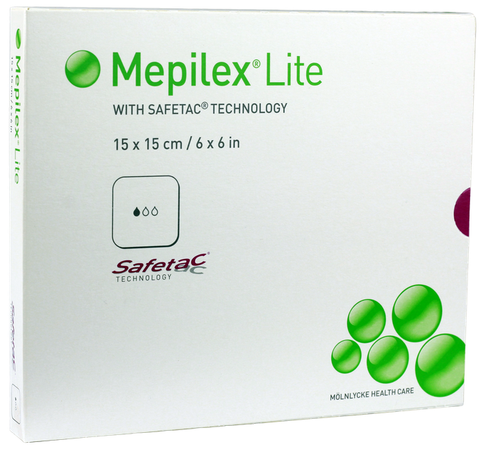 MEPILEX Lite brūču pārsējs 15x15 cm, iepakojumā 5 gabi