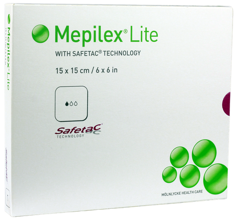 MEPILEX Lite brūču pārsējs 15x15 cm, iepakojumā 5 gabi