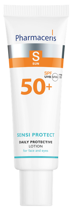 PHARMACERIS S Sensi Protect – aizsarglīdzeklis ar SPF 50+ sejai un acu apvidus zonai, 50 ml