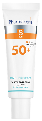 PHARMACERIS S Sensi Protect – aizsarglīdzeklis ar SPF 50+ sejai un acu apvidus zonai, 50 ml