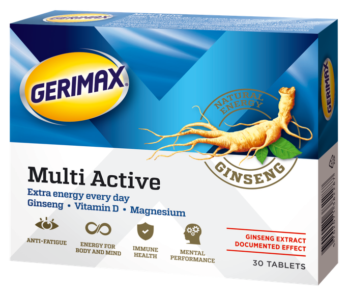 GERIMAX Multi Active – 30 tabletes imūnsistēmai un enerģijai