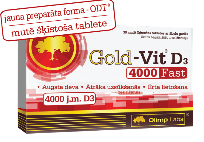 OLIMP LABS Gold Vit D3 4000 Fast 30 tabletes - mutē šķīstošas