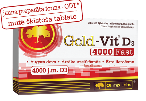 OLIMP LABS Gold Vit D3 4000 Fast 30 tabletes - mutē šķīstošas