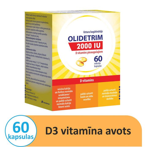 Olidetrim 2000 IU – 60 mīkstās kapsulas ar D vitamīnu