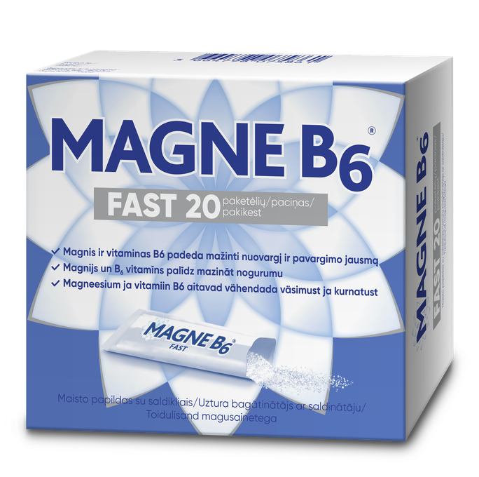 MAGNE B6 Fast pulveris mutē šķīstošs, 20 paciņas