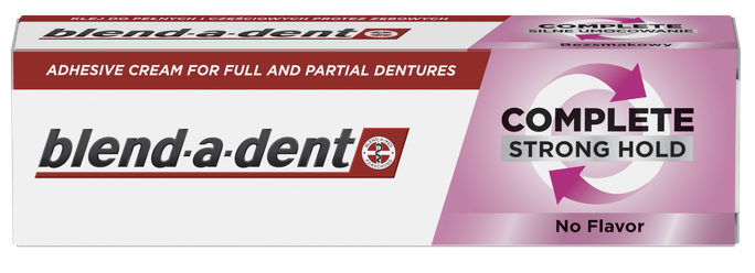 BLEND-A-DENT Complete Strong Hold, bez garšas fiksējošs krēms zobu protēzēm, 47 g