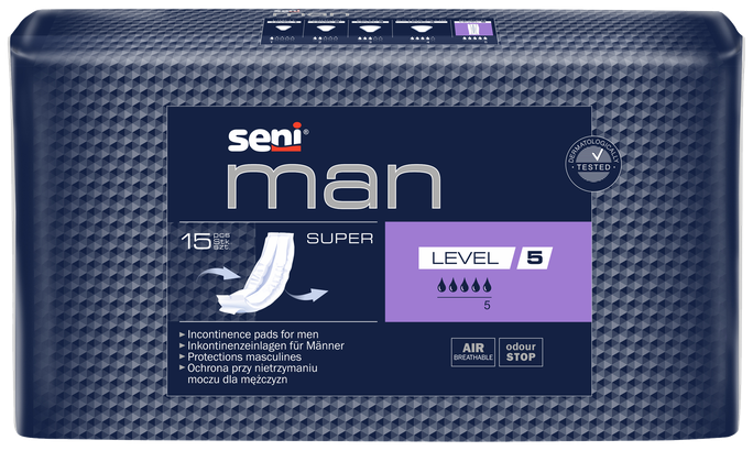 SENI Man Super Level 5 uroloģiskie ieliktņi, 15 gab.