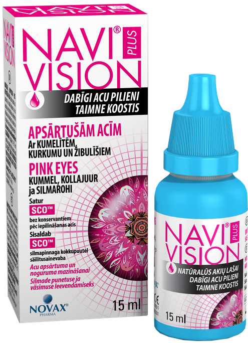 NAVIVISION Plus Pink – Mitrinošie acu pilieni, 15 ml