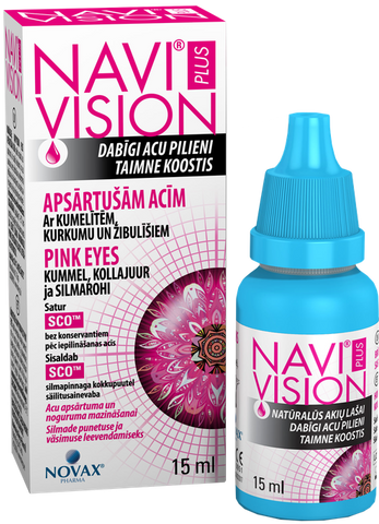 NAVIVISION Plus Pink – Mitrinošie acu pilieni, 15 ml