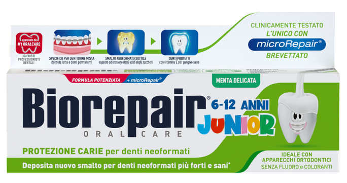 BIOREPAIR Junior zobu pasta piparmētrām (6-12 gadiem), 75 ml