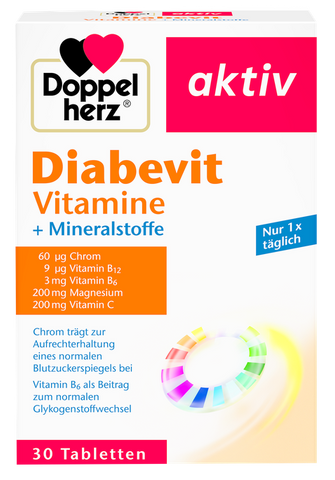 DOPPELHERZ Aktiv Diabevit - Tabletes ar Vitamīniem un Minerālvielām, 30 gab.