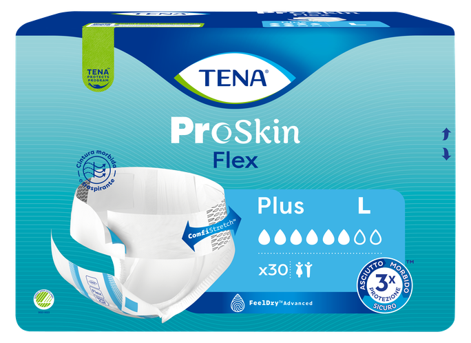 TENA Flex Plus autiņbiksītes L izmērs, 30 ks iepakojums