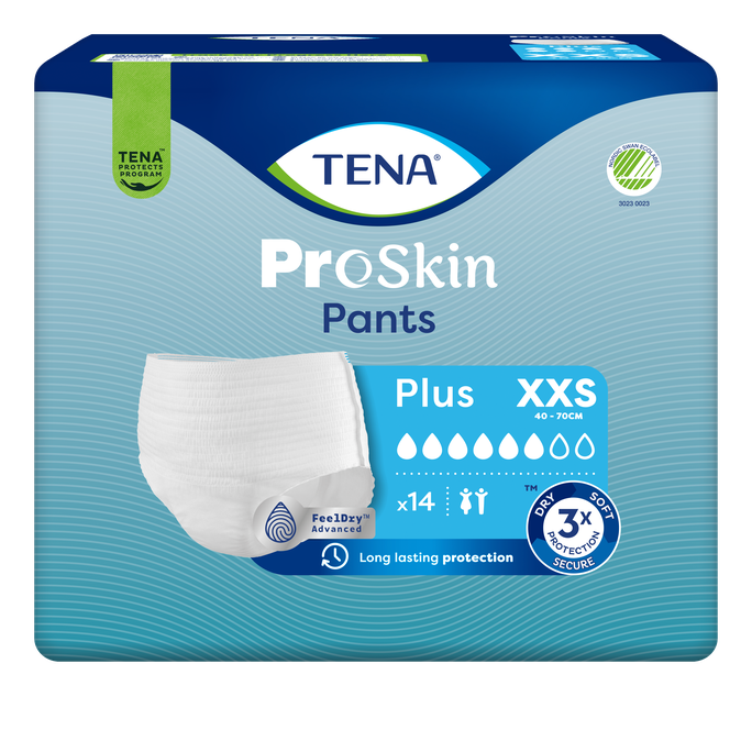 TENA Pants Plus XXS — 14 vienību biksītes urīna nepietīkamības gadījumiem