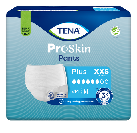 TENA Pants Plus XXS — 14 vienību biksītes urīna nepietīkamības gadījumiem