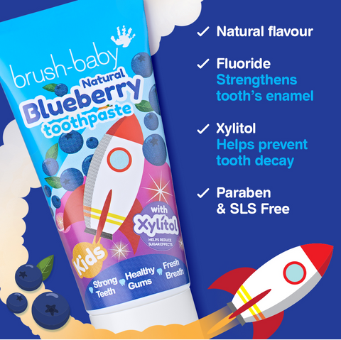 BRUSH BABY Zobu Pasta Raķete 3+ gadiem ar Melleņu Garšu, 50 ml