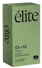 D3 + K2 vitamīnu kapsulas olīveļļā, 60 gab.