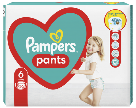 PAMPERS Maxi Pack 6 autiņbiksītes (14-19 kg), komplektā 36 gab.