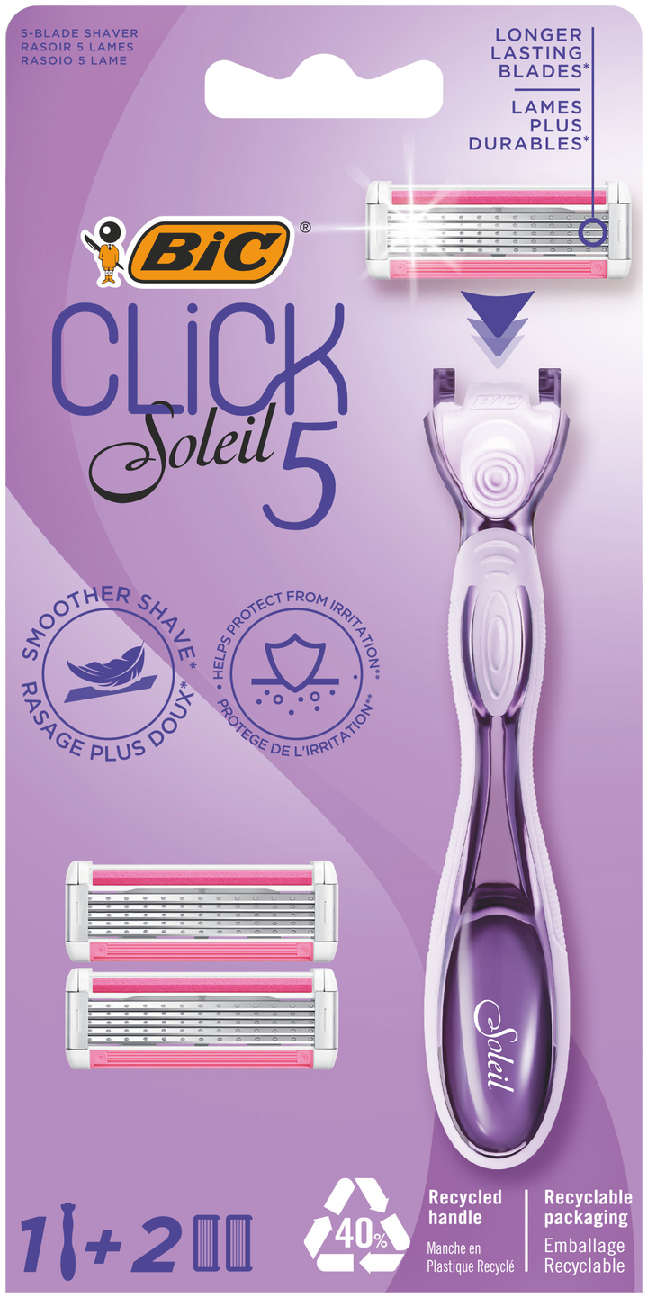 BIC Soleil Click5 skuveklis ar 2 maiņas kasetņu komplektu, 1 gab.