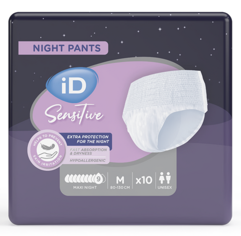 Biksītes iD Sensitive Pants Maxi Night M (80–130 cm) urīna un fēču absorcijai, 10 vienības