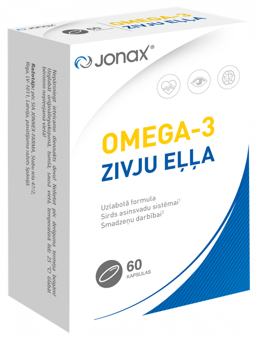 JONAX Omega-3 Zivju Eļļa — 60 kapsulas bērniem