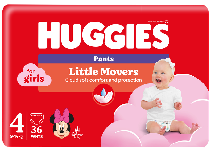 HUGGIES autiņbiksītes S4 Jumbo Pack pull-up modelis meitenēm, 9-14 kg svara kategorija, iepakojumā 36 gab.