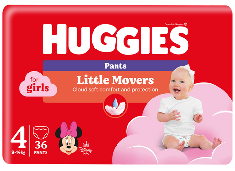 HUGGIES autiņbiksītes S4 Jumbo Pack pull-up modelis meitenēm, 9-14 kg svara kategorija, iepakojumā 36 gab.