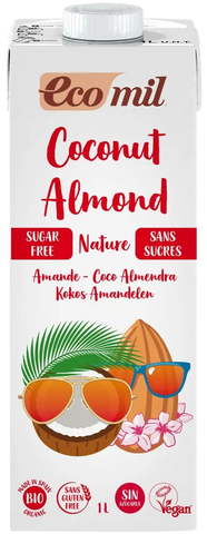 Kokosriekstu-mandeļu dzēriens "Ecomil Nature", bez cukura, 1000 ml