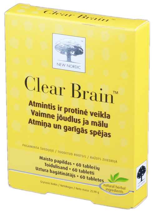 Clear Brain™ tabletes NEW NORDIC, 60 vienības