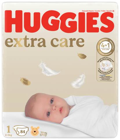 HUGGIES Extra Care 1, autiņbiksītes jaundzimušiem (2-5kg), 84 gab. iepakojums