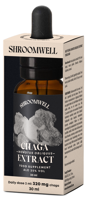 SHROOMWELL Melnās spulgpiepes sēņu ekstrakts, 30 ml