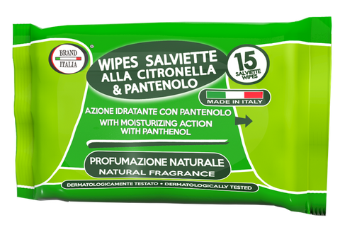 BRAND ITALIA Odiem atbaidoša šķīdinājuma salvetes ar citronellu un pantenolu, 15 gab.