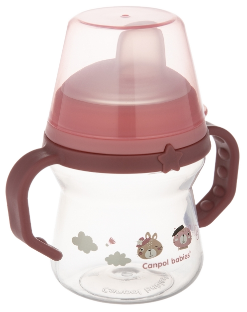 CANPOL BABIES FirstCup Bonjour Paris Pink krūzīte, 150 ml ar ergonomiskiem rokturiem