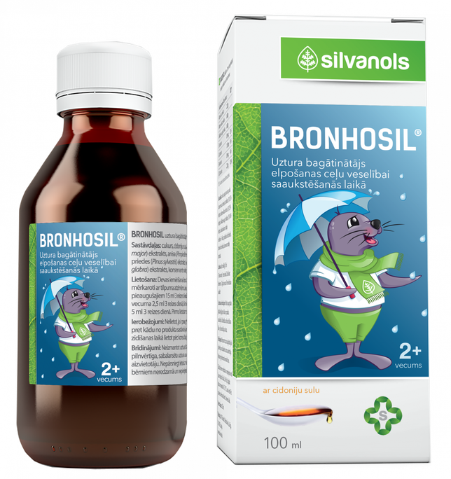 BRONHOSIL - elpceļu atbalsts, 100 ml šķidruma forma