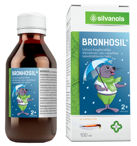 BRONHOSIL - elpceļu atbalsts, 100 ml šķidruma forma