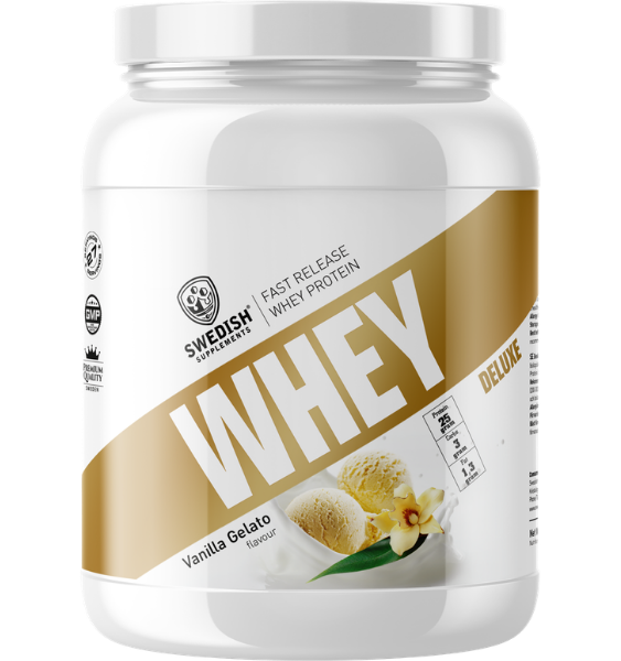 SWEDISH SUPPLEMENTS Whey Deluxe Vanilla Gelato, proteīna pulveris 900 g