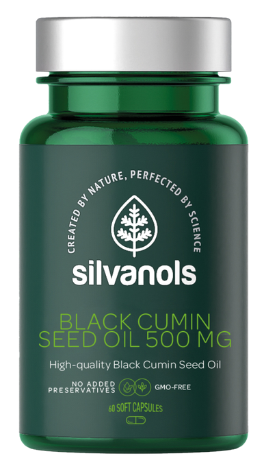 SILVANOLS Melnās ķimenes sēklu eļļa Premium 500 mg, 60 kapsulas
