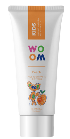 Bērnu zobu pasta WOOM Kids Peach, 3-8 gadi, 50 ml