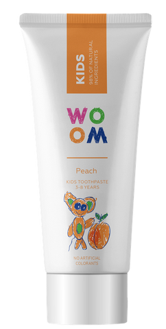 Bērnu zobu pasta WOOM Kids Peach, 3-8 gadi, 50 ml