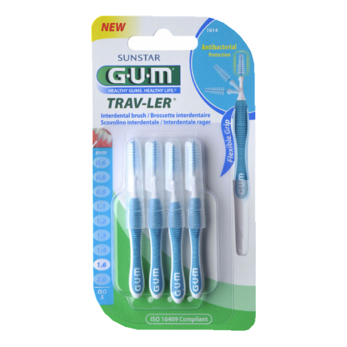 GUM Trav-Ler zobstarpu birstīte 1,6 mm, 6 gab. iepakojumā