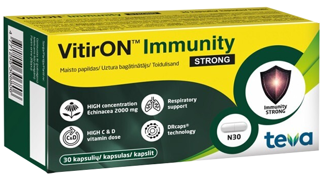 VITIRON Immunity Strong – 30 kapsulas imūnsistēmas un elpošanas darbības atbalstam