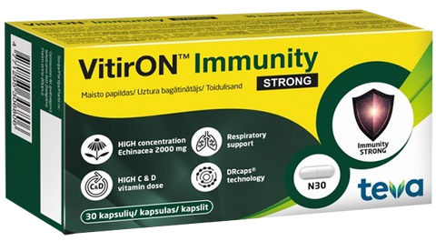 VITIRON Immunity Strong – 30 kapsulas imūnsistēmas un elpošanas darbības atbalstam