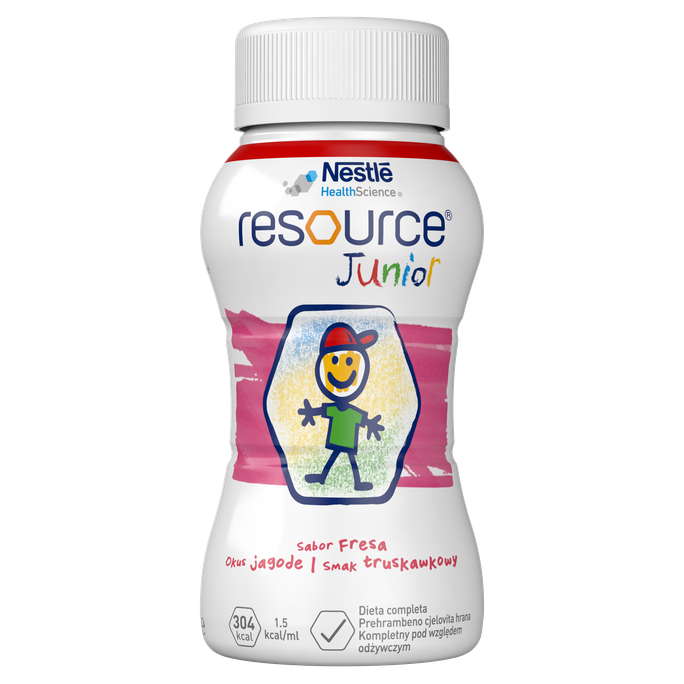 NESTLE Resource® Junior ar zemeņu aromātu, 4 x 200 ml