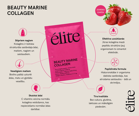 Marine Collagen ELITE Beauty pulveris — 30 paciņas